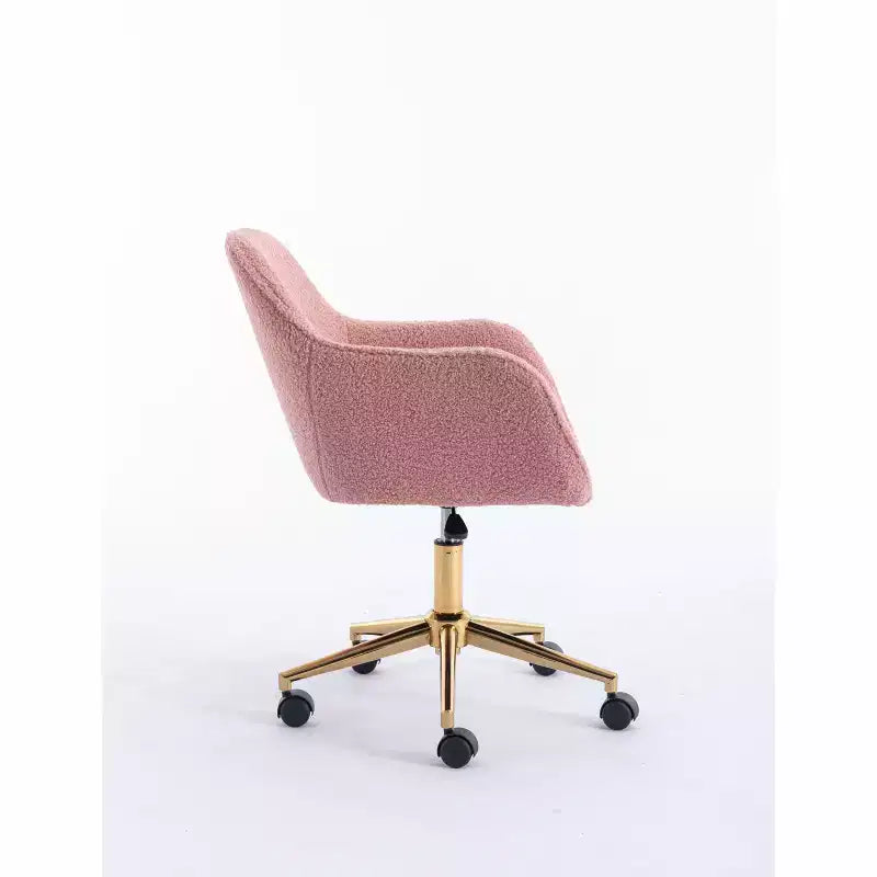 Fauteuil de bureau pivotant en tissu Teddy chic avec roulettes, chaise réglable en hauteur, chaise d'ordinateur chic pour bureau à domicile, mobilier de maison et de bureau