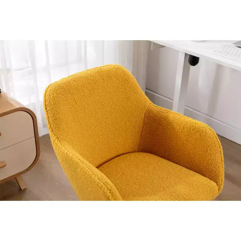 Fauteuil de bureau pivotant en tissu Teddy chic avec roulettes, chaise réglable en hauteur, chaise d'ordinateur chic pour bureau à domicile, mobilier de maison et de bureau