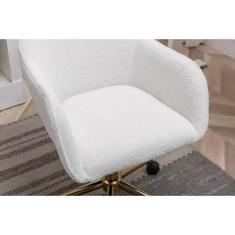 Fauteuil de bureau pivotant en tissu Teddy chic avec roulettes, chaise réglable en hauteur, chaise d'ordinateur chic pour bureau à domicile, mobilier de maison et de bureau