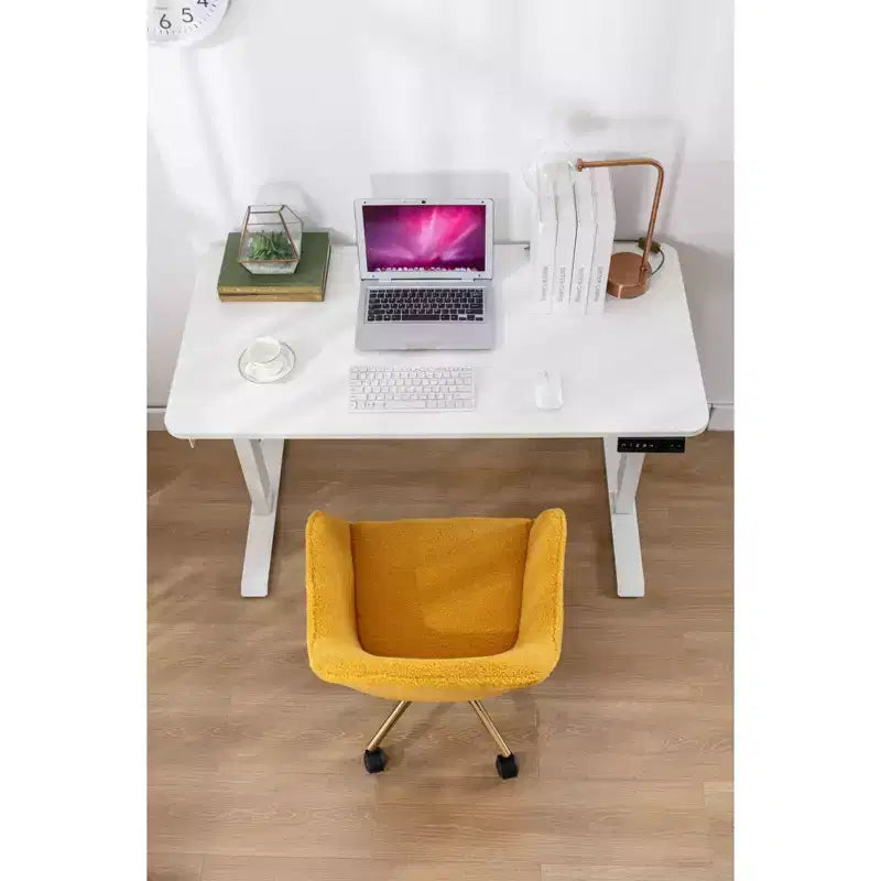 Fauteuil de bureau pivotant en tissu Teddy chic avec roulettes, chaise réglable en hauteur, chaise d'ordinateur chic pour bureau à domicile, mobilier de maison et de bureau