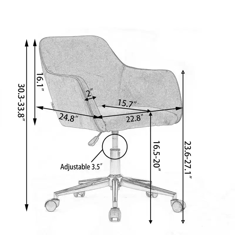 Fauteuil de bureau pivotant en tissu Teddy chic avec roulettes, chaise réglable en hauteur, chaise d'ordinateur chic pour bureau à domicile, mobilier de maison et de bureau