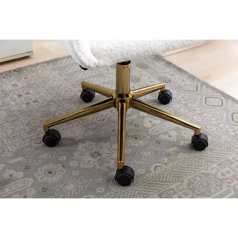 Fauteuil de bureau pivotant en tissu Teddy chic avec roulettes, chaise réglable en hauteur, chaise d'ordinateur chic pour bureau à domicile, mobilier de maison et de bureau