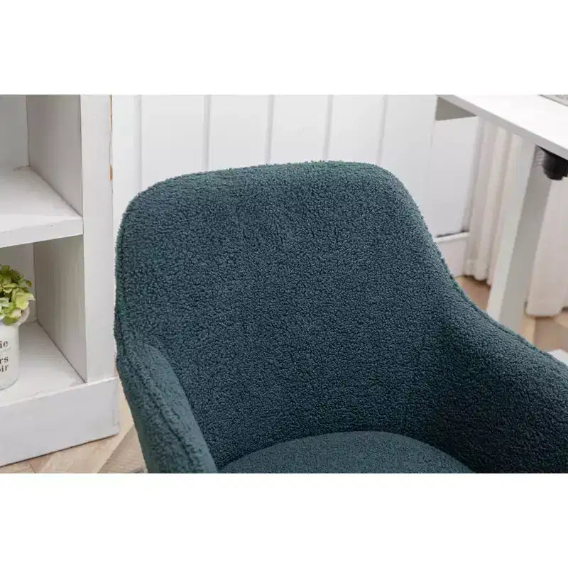 Fauteuil de bureau pivotant en tissu Teddy chic avec roulettes, chaise réglable en hauteur, chaise d'ordinateur chic pour bureau à domicile, mobilier de maison et de bureau
