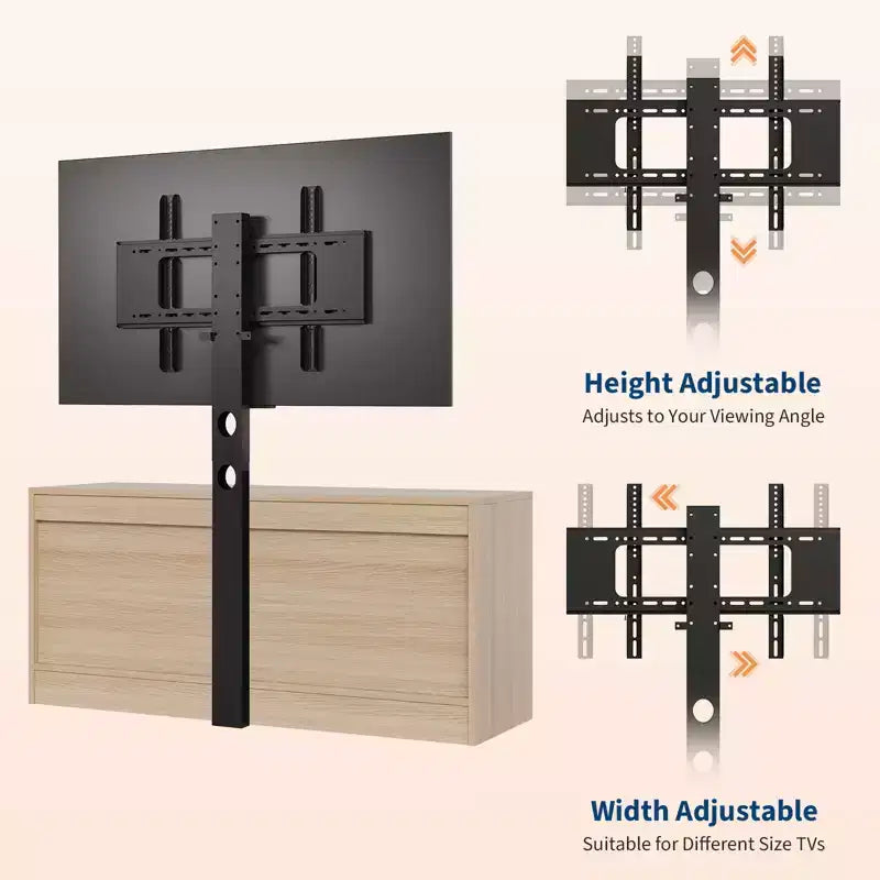 Meuble TV en rotin avec support, commode 4 tiroirs, centre de divertissement pour TV jusqu'à 70 pouces, console multimédia en bois de style rustique pour salon et chambre à coucher