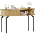 COZONY Fluted Console Table with Storage, Wood Sofa Table Sliding Door Entryway Table for Living Room Couch Hallway