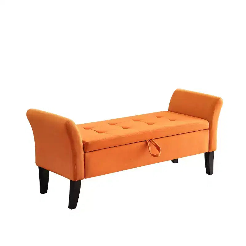 Banc de rangement en velours, banc capitonné avec pieds en bois massif, ottoman multifonctionnel pour chambre à coucher, salon, couloir, gris
