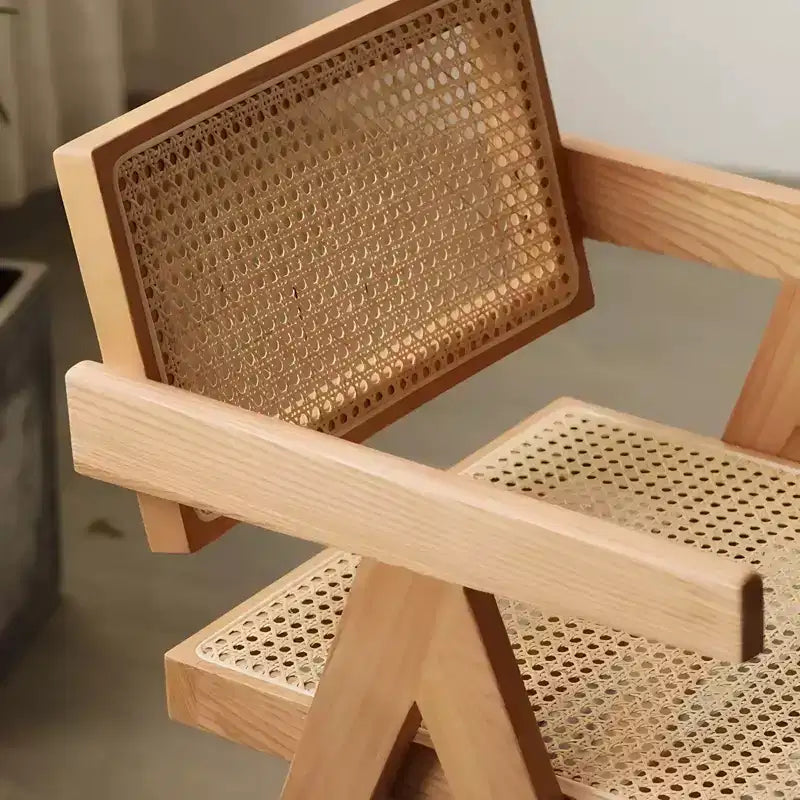 1/2 chaises de salle à manger avec accoudoirs et dossier ouvert, chaises de cuisine en rotin avec cadre en bois d'hévéa, chaises d'appoint pour salle à manger, salon