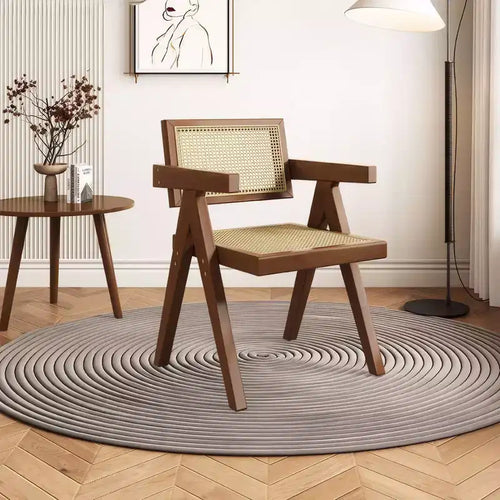 1/2 chaises de salle à manger avec accoudoirs et dossier ouvert, chaises de cuisine en rotin avec cadre en bois d'hévéa, chaises d'appoint pour salle à manger, salon