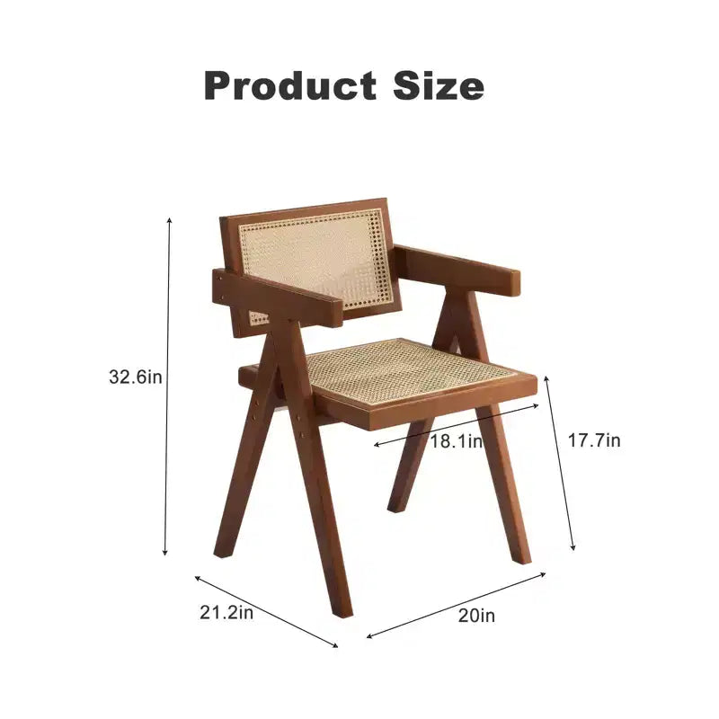 1/2 chaises de salle à manger avec accoudoirs et dossier ouvert, chaises de cuisine en rotin avec cadre en bois d'hévéa, chaises d'appoint pour salle à manger, salon