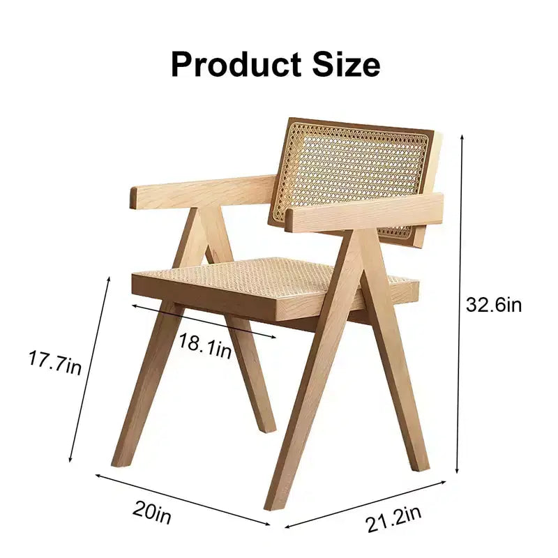 1/2 chaises de salle à manger avec accoudoirs et dossier ouvert, chaises de cuisine en rotin avec cadre en bois d'hévéa, chaises d'appoint pour salle à manger, salon