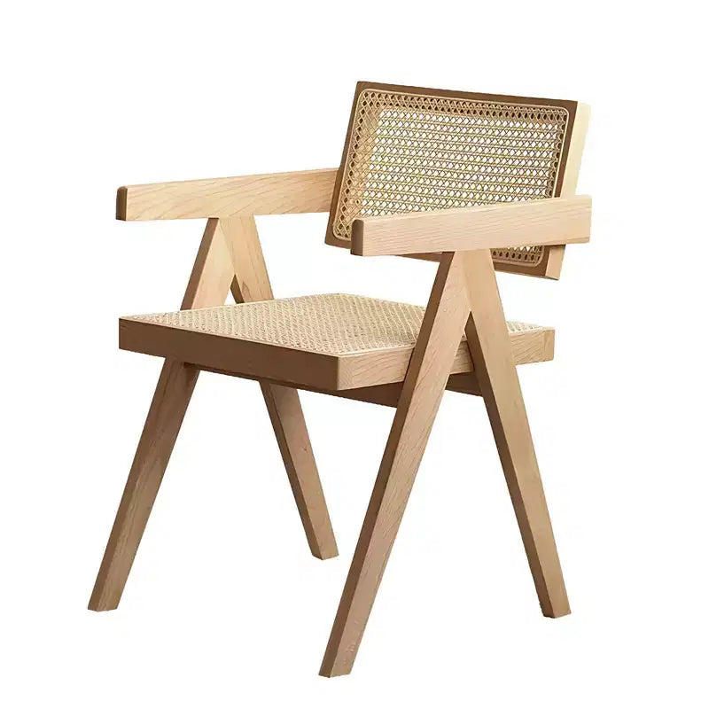 1/2 chaises de salle à manger avec accoudoirs et dossier ouvert, chaises de cuisine en rotin avec cadre en bois d'hévéa, chaises d'appoint pour salle à manger, salon