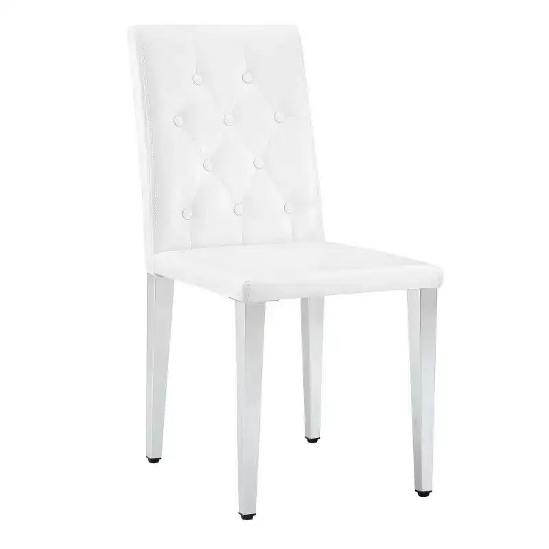 Lot de 2 chaises de salle à manger modernes rembourrées en similicuir, pieds en métal argenté, chaises de luxe sans accoudoirs pour cuisine ou salle à manger