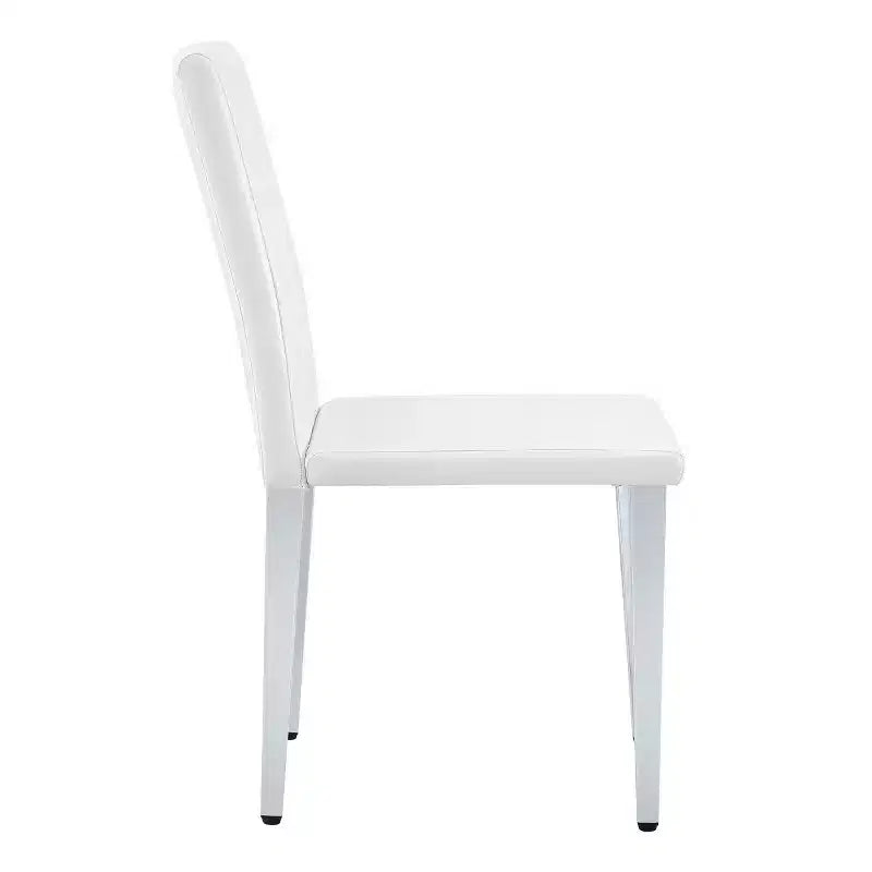 Lot de 2 chaises de salle à manger modernes rembourrées en similicuir, pieds en métal argenté, chaises de luxe sans accoudoirs pour cuisine ou salle à manger