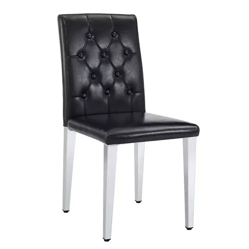 Lot de 2 chaises de salle à manger modernes rembourrées en similicuir, pieds en métal argenté, chaises de luxe sans accoudoirs pour cuisine ou salle à manger