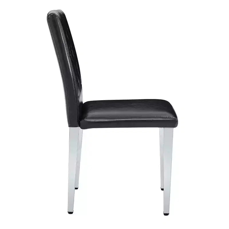 Lot de 2 chaises de salle à manger modernes rembourrées en similicuir, pieds en métal argenté, chaises de luxe sans accoudoirs pour cuisine ou salle à manger