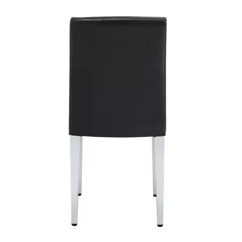 Lot de 2 chaises de salle à manger modernes rembourrées en similicuir, pieds en métal argenté, chaises de luxe sans accoudoirs pour cuisine ou salle à manger