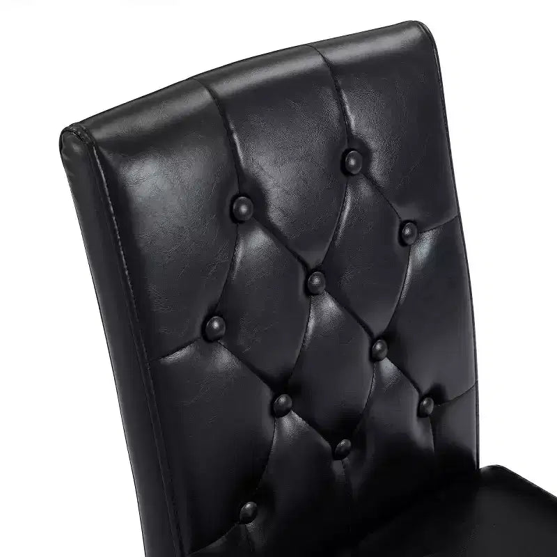 Lot de 2 chaises de salle à manger modernes rembourrées en similicuir, pieds en métal argenté, chaises de luxe sans accoudoirs pour cuisine ou salle à manger