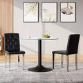 Modern PU Upholstered Dining Chairs Set of 2, Silver Metal Legs, Luxurious Armless Chairs for Kitchen or Dining Room-Panipeachy