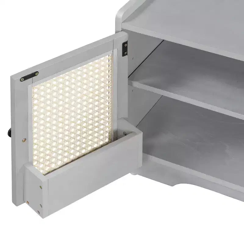 Banc d'entrée rustique en rotin 47" avec rangement, Banc à chaussures d'entrée avec coussin amovible pour couloir ou salon