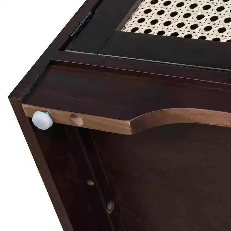 Banc d'entrée rustique en rotin 47" avec rangement, Banc à chaussures d'entrée avec coussin amovible pour couloir ou salon