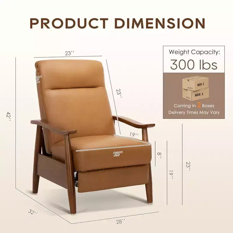 Fauteuil inclinable à dossier poussé Fauteuil réglable en cuir avec repose-pieds pour salon et chambre à coucher