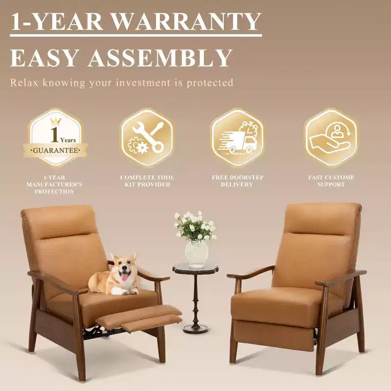 Fauteuil inclinable à dossier poussé Fauteuil réglable en cuir avec repose-pieds pour salon et chambre à coucher