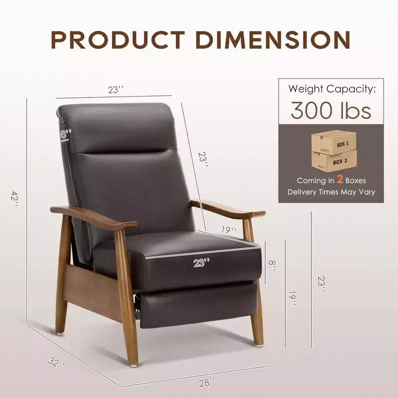 Fauteuil inclinable à dossier poussé Fauteuil réglable en cuir avec repose-pieds pour salon et chambre à coucher