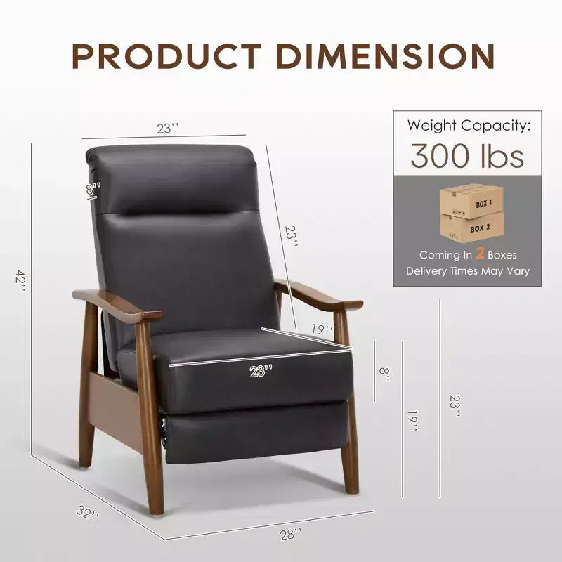 Fauteuil inclinable à dossier poussé Fauteuil réglable en cuir avec repose-pieds pour salon et chambre à coucher