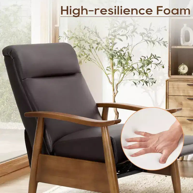 Fauteuil inclinable à dossier poussé Fauteuil réglable en cuir avec repose-pieds pour salon et chambre à coucher
