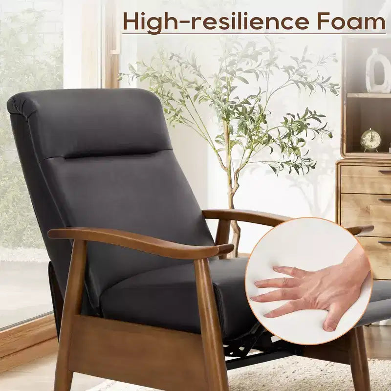 Fauteuil inclinable à dossier poussé Fauteuil réglable en cuir avec repose-pieds pour salon et chambre à coucher