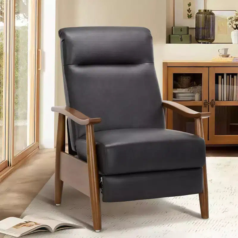 Ora Maison Push Back Recliner Chair  Adjustable Leather Armchair with Footrest for Living Room and Bedroom