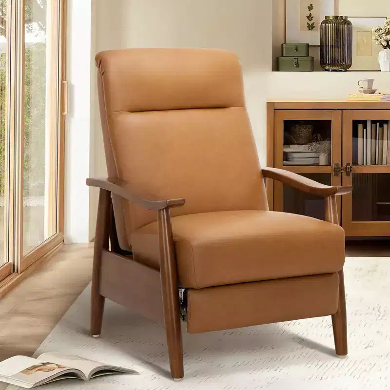 Fauteuil inclinable à dossier poussé Fauteuil réglable en cuir avec repose-pieds pour salon et chambre à coucher