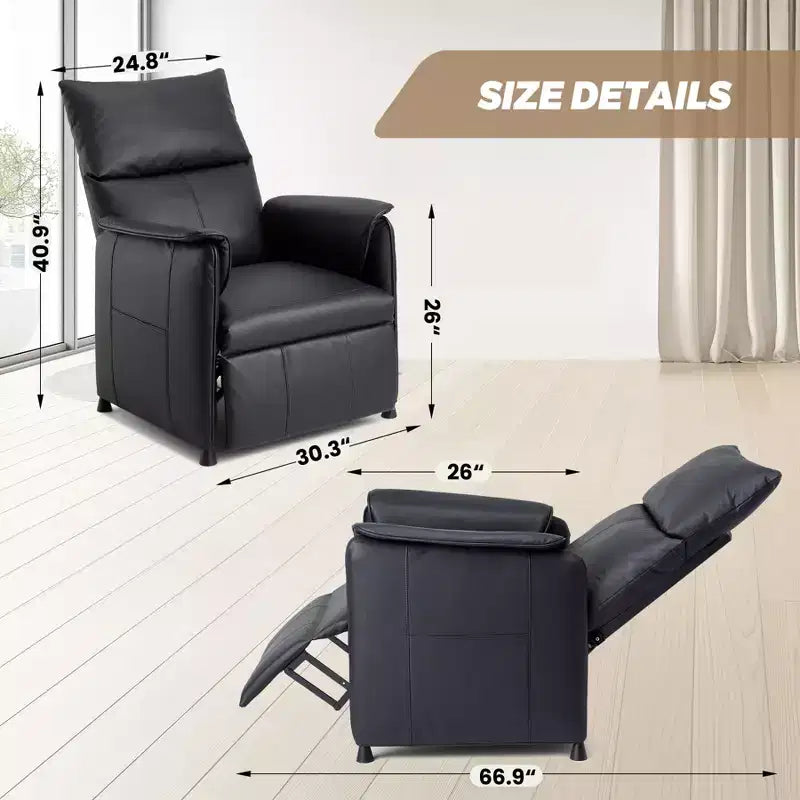 Fauteuil inclinable électrique avec fonction chauffante et massante, canapé inclinable individuel réglable en cuir PU, siège de théâtre et fauteuil pour salon/bureau