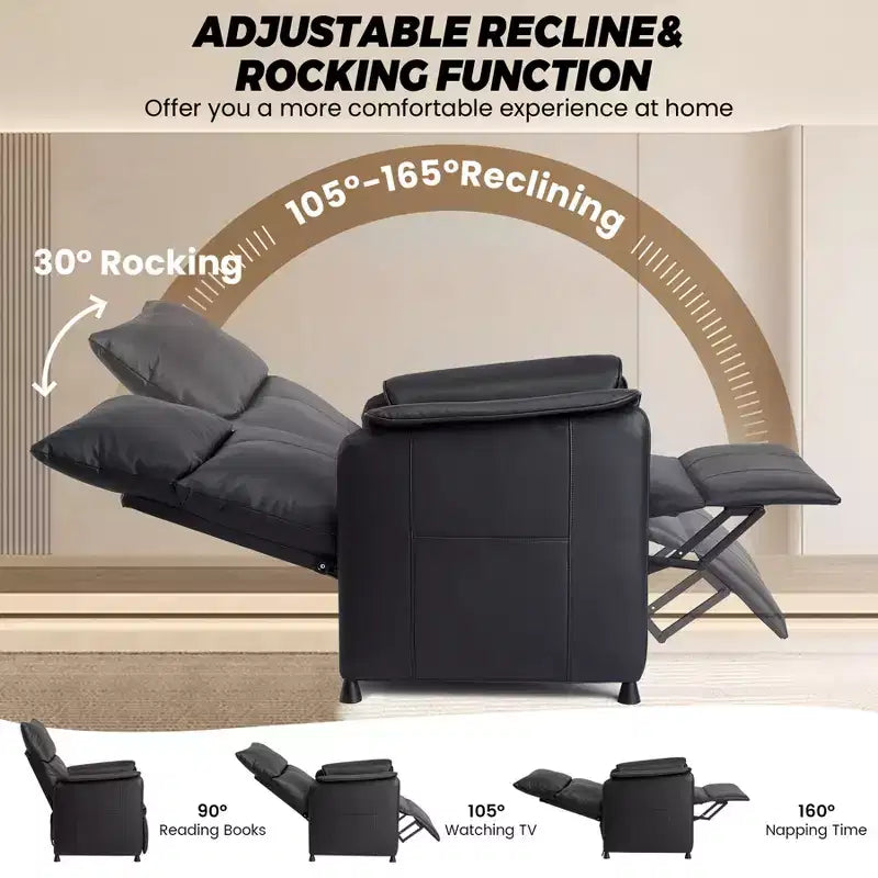 Fauteuil inclinable électrique avec fonction chauffante et massante, canapé inclinable individuel réglable en cuir PU, siège de théâtre et fauteuil pour salon/bureau