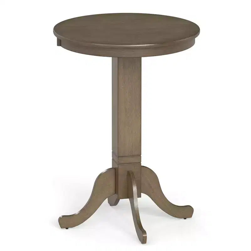 Costway 30 Round Bar Table with Rubber Wood Frame, Elegant Pedestal Base for Dining Room Espresso/Oak Gray