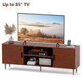 Skyzoo TV Stand with Swivel Mount &amp; Power Outlet for 50/55/65 inches TV for Living Room, Height Adjustable, Walnut