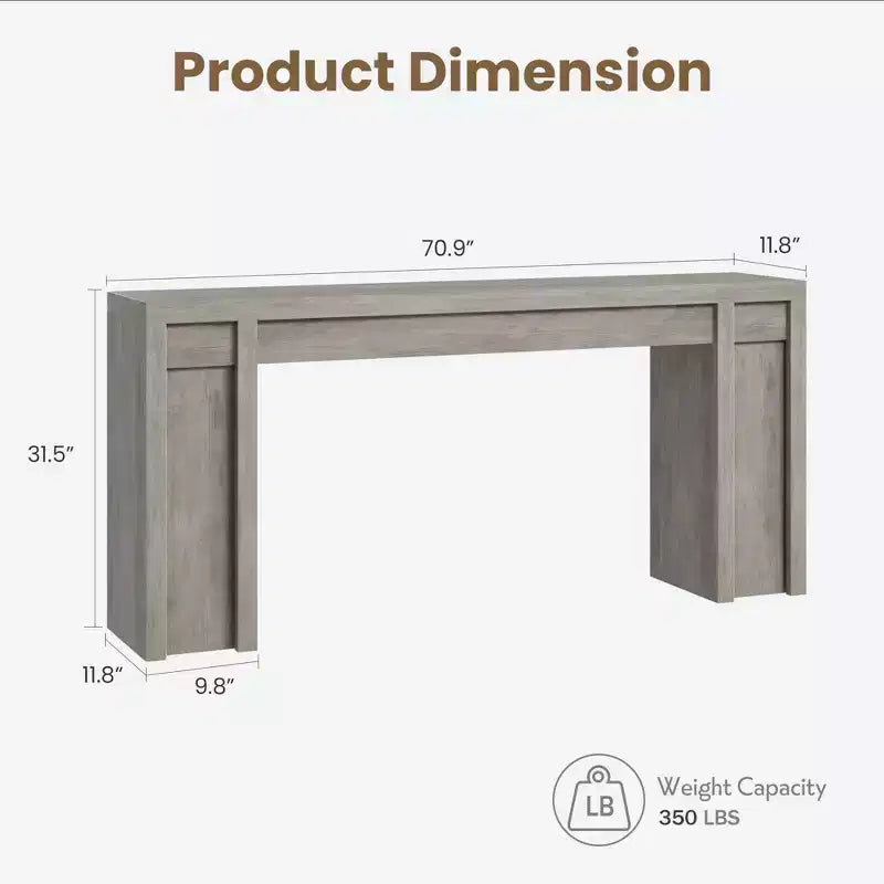 Console extra-longue en bois avec 2 tiroirs et 2 étagères de rangement, table d'appoint robuste et résistante aux marques pour entrée/salon