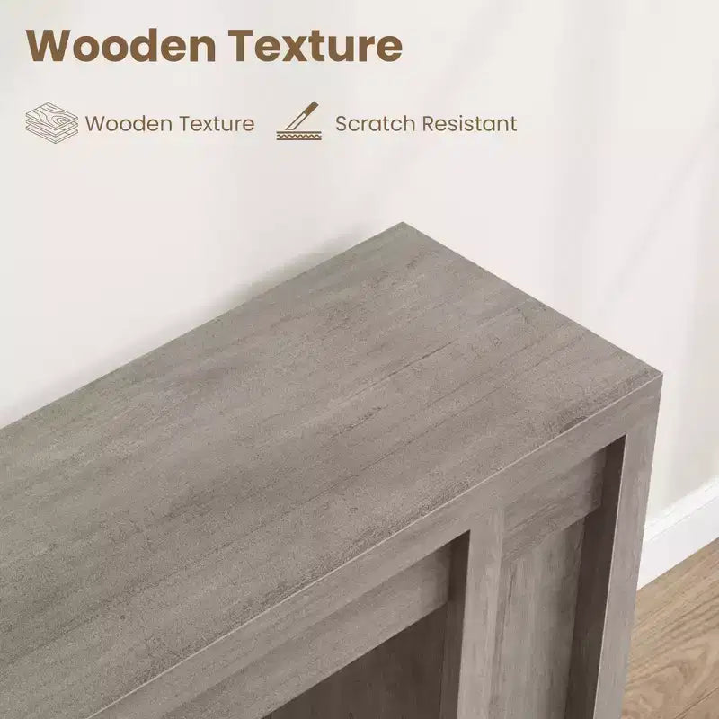 Console extra-longue en bois avec 2 tiroirs et 2 étagères de rangement, table d'appoint robuste et résistante aux marques pour entrée/salon