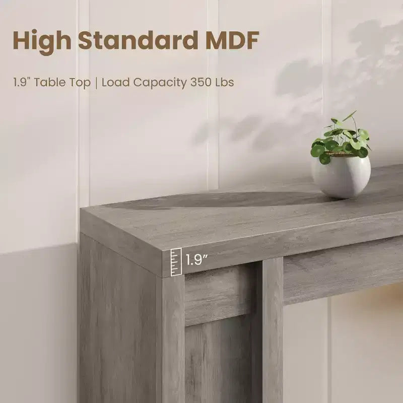 Console extra-longue en bois avec 2 tiroirs et 2 étagères de rangement, table d'appoint robuste et résistante aux marques pour entrée/salon