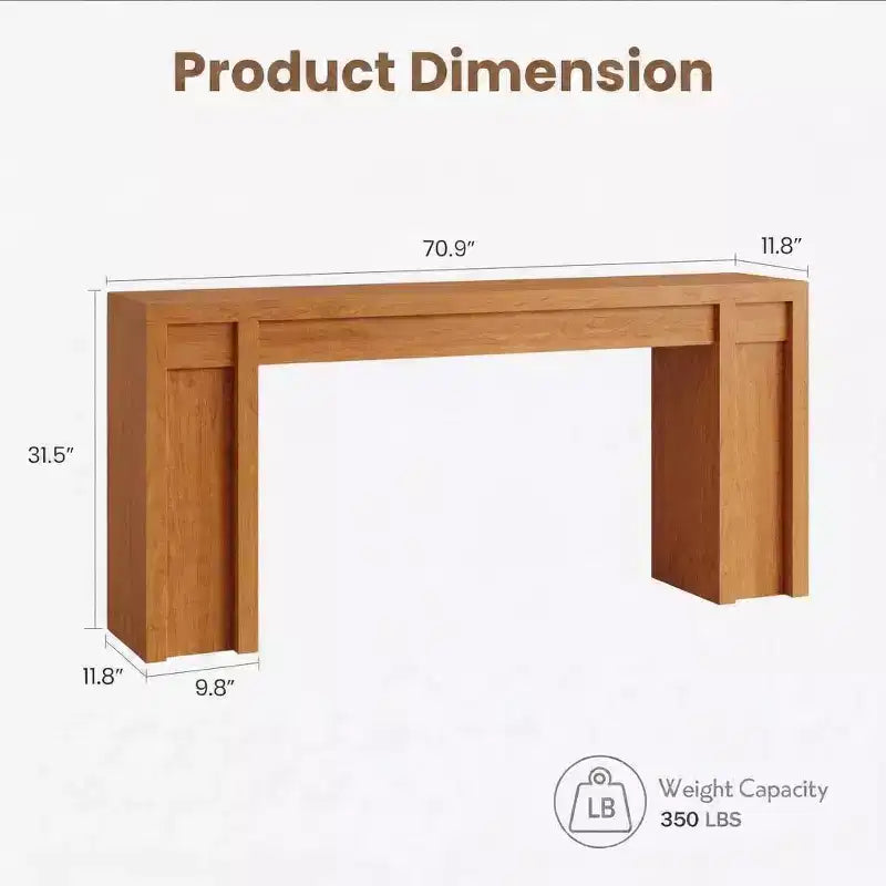 Console extra-longue en bois avec 2 tiroirs et 2 étagères de rangement, table d'appoint robuste et résistante aux marques pour entrée/salon