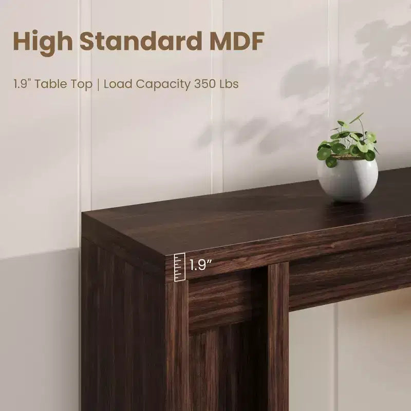 Console extra-longue en bois avec 2 tiroirs et 2 étagères de rangement, table d'appoint robuste et résistante aux marques pour entrée/salon