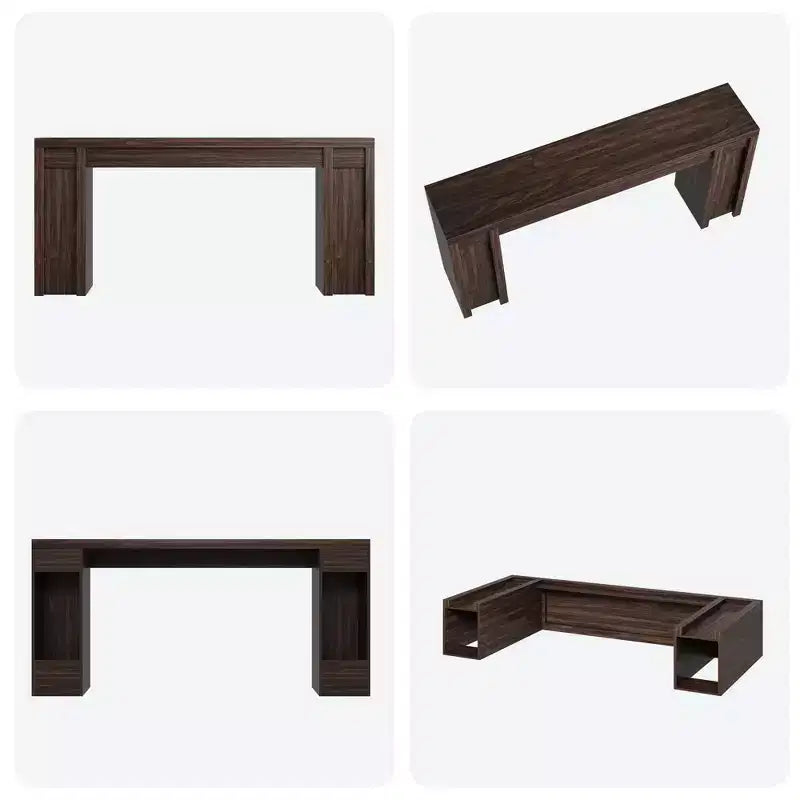Console extra-longue en bois avec 2 tiroirs et 2 étagères de rangement, table d'appoint robuste et résistante aux marques pour entrée/salon