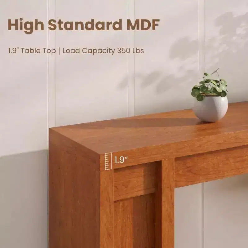 Console extra-longue en bois avec 2 tiroirs et 2 étagères de rangement, table d'appoint robuste et résistante aux marques pour entrée/salon