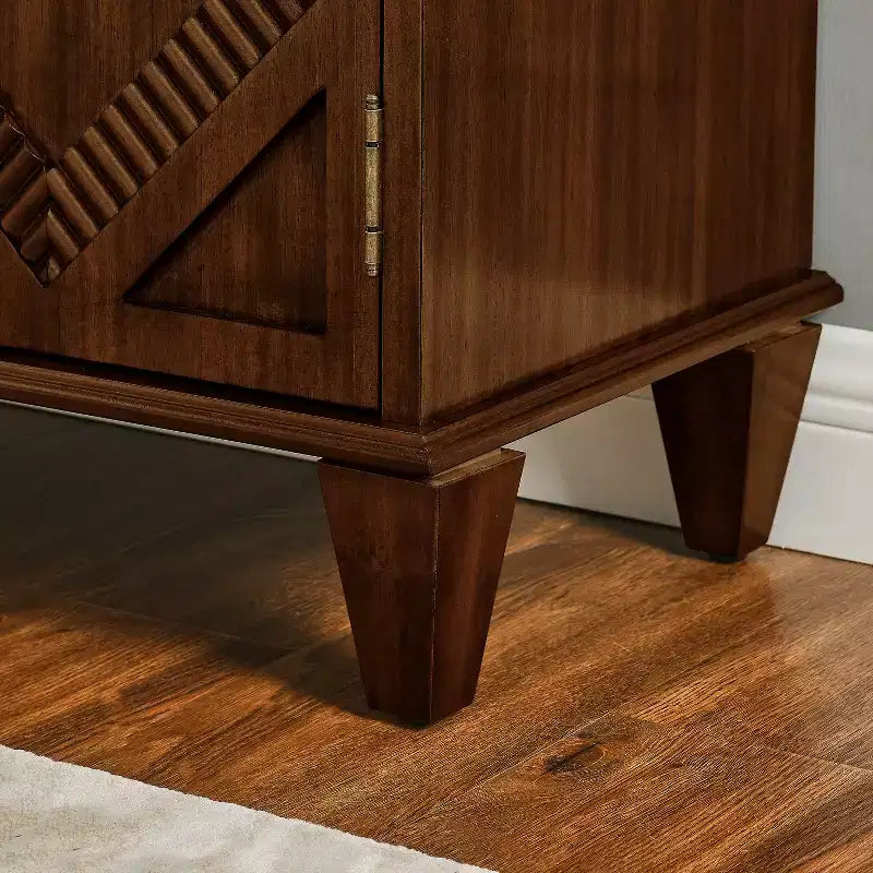 33.6 Buffet d'appoint rétro en bois avec rangement, meuble de rangement décoratif à motif géométrique symétrique, console média, crédence