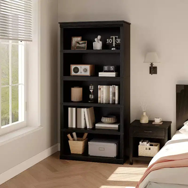 Étagère de ferme à 3/5 niveaux, étagère à livres avec rangement, étagères d'affichage en bois robustes pour bureau à domicile