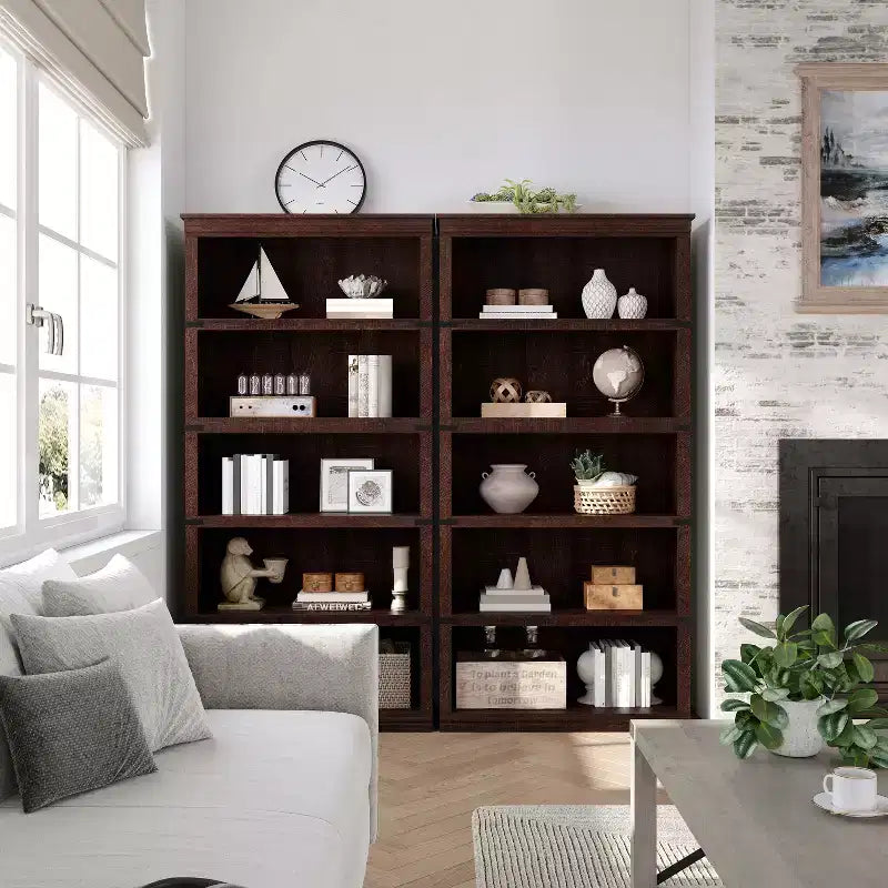 Étagère de ferme à 3/5 niveaux, étagère à livres avec rangement, étagères d'affichage en bois robustes pour bureau à domicile