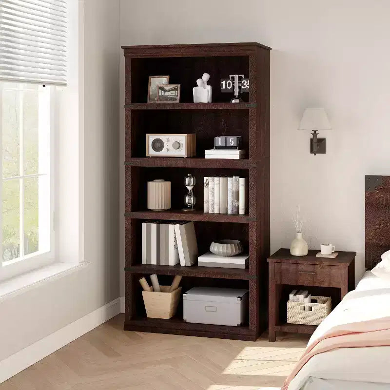 Étagère de ferme à 3/5 niveaux, étagère à livres avec rangement, étagères d'affichage en bois robustes pour bureau à domicile