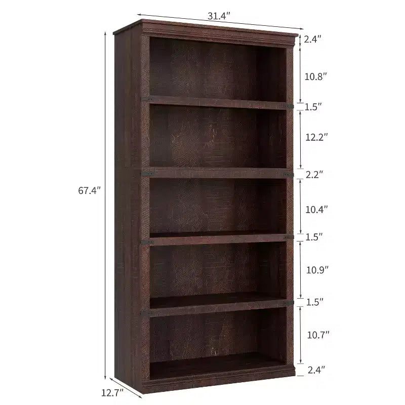 Étagère de ferme à 3/5 niveaux, étagère à livres avec rangement, étagères d'affichage en bois robustes pour bureau à domicile