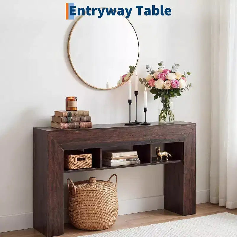 Table d'entrée de ferme 60 avec tiroir, table console en bois avec rangement et tiroirs, pour salon, couloir, foyer