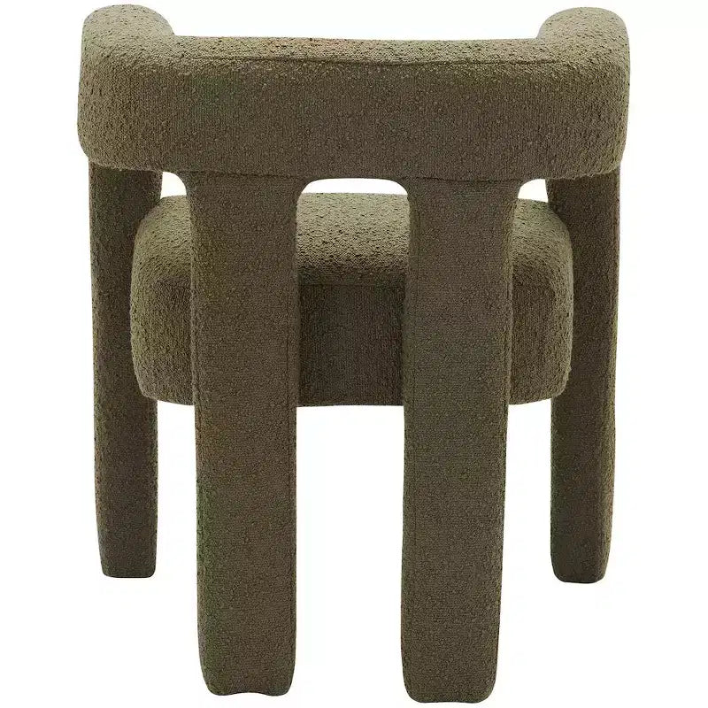 Chaise en tissu bouclé vert olive